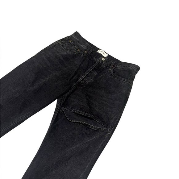 AGOLDE x REVOLVE Lana Slice mid rise black decent Relaxed Straight Leg Jeans - Picture 5 of 12
